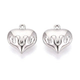 Vandfast Hjerte Vedhæng - Stål (21x20x9mm) 2 stk. - Uniq Perler - 116006
