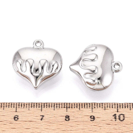 Vandfast Hjerte Vedhæng - Stål (21x20x9mm) 2 stk. - Uniq Perler - 116006