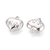 Vandfast Hjerte Vedhæng - Stål (21x20x9mm) 2 stk. - Uniq Perler - 116006