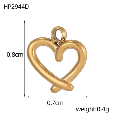 Vandfast Hjerteformet Vedhæng – 14K Forgyldt Stål (8x7mm) 1 stk. - Uniq Perler - 124104