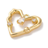 Vandfast Hjerteformet Vedhæng Med Zirkonia – 14K Forgyldt Messing (15,5x17mm) - Uniq Perler - 126155