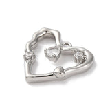Vandfast Hjerteformet Vedhæng Med Zirkonia – Platinbelagt Messing (15,5x17mm) - Uniq Perler - 126157