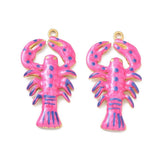 Vandfast Hummer Vedhæng – Fuchsia Emalje, 18K Forgyldt Stål (39x20,5mm) - Uniq Perler - 126276