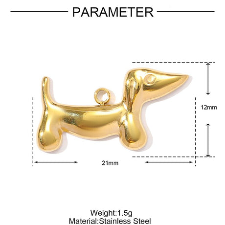 Vandfast Hund Vedhæng – 18K Forgyldt Stål (21x12mm) - Uniq Perler - 