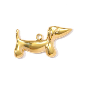 Wasserdichter Hund Anhänger – 18K Vergoldet Stahl (21x12mm) - Uniq Perler - 