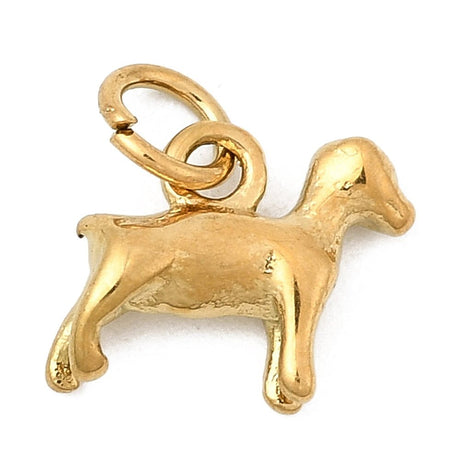 Vandfast Hunde Vedhæng med Øsken – 18K Forgyldt Stål (9x12mm) - Uniq Perler - 