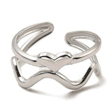 Vandfast Justerbar Ring Med Hjerte – Rustfrit Stål (17mm) - Uniq Perler - 