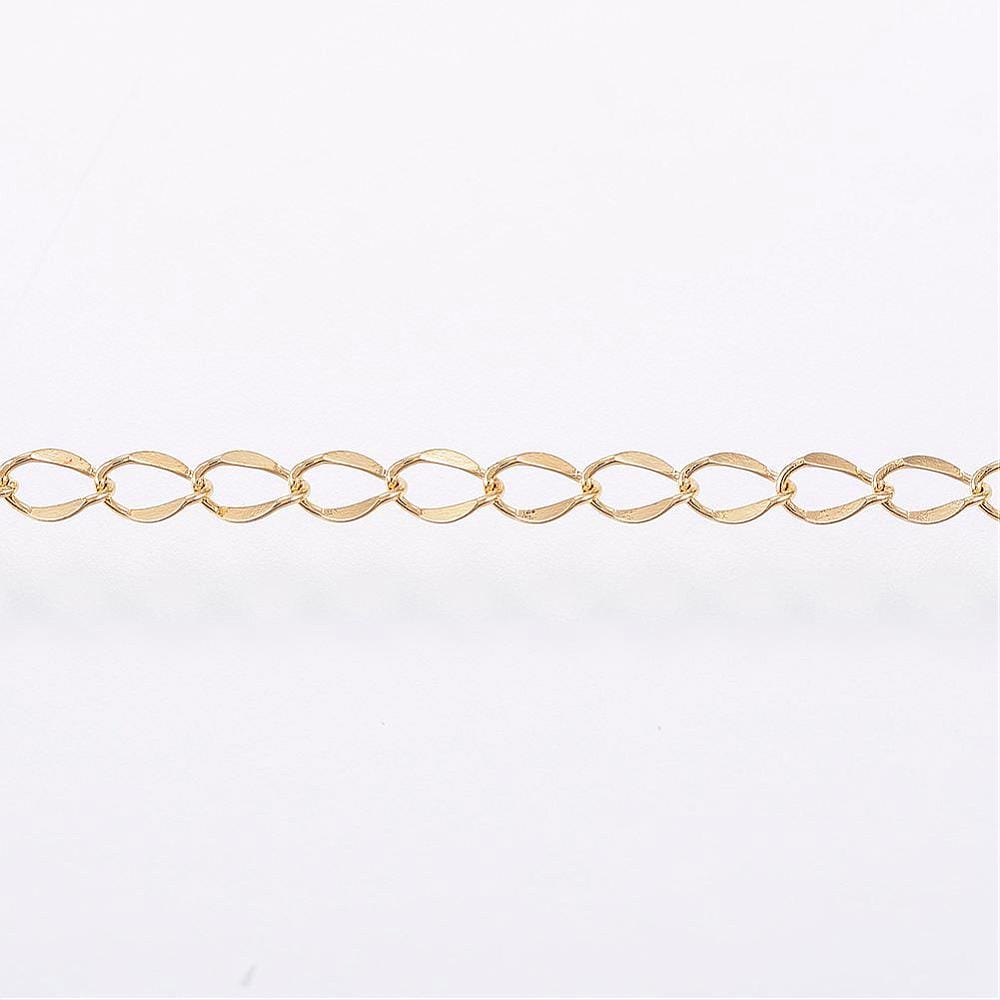 Vandfast Kæde, Forgyldt Stål, 4x2x1mm, 1m - Uniq Perler - 113819