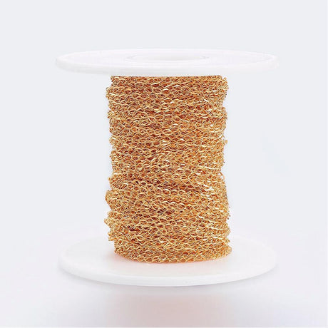 Vandfast Kæde, Forgyldt Stål, 4x2x1mm, 1m - Uniq Perler - 113819