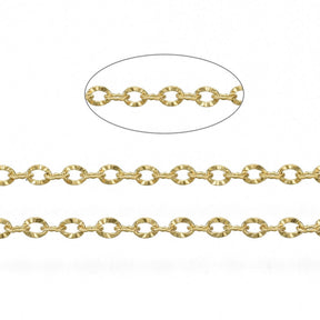 Wasserdichte Kette – Vergoldet Stahl, Ankerkette (1,6x1,2x0,2mm) 1m - Uniq Perler - 