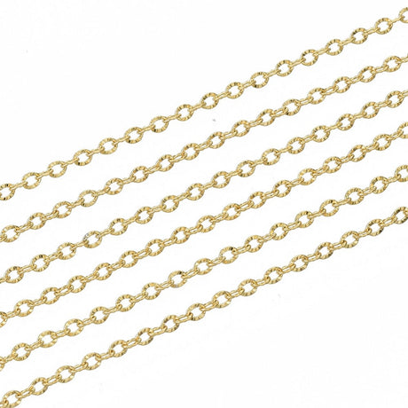 Vandfast Kæde – Forgyldt Stål, Ankerkæde (1.6x1.2x0.2mm) 1m - Uniq Perler - 