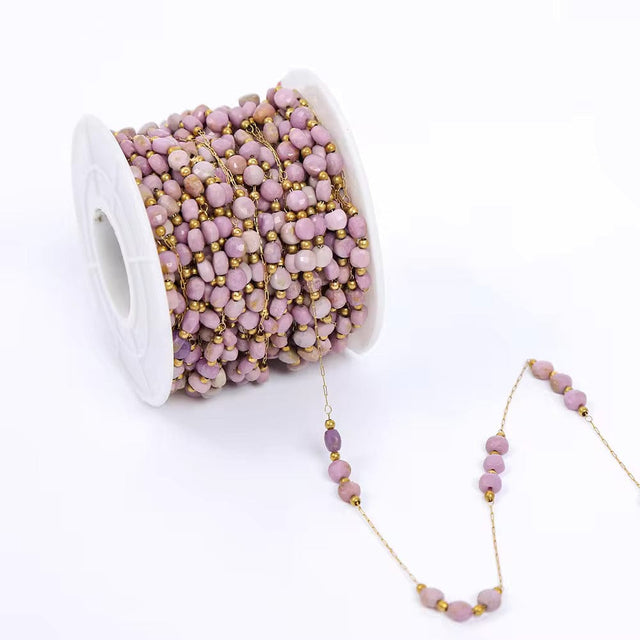 Vandfast Kæde Med Ametyst Natursten – Forgyldt Stål 1m - Uniq Perler - 112165