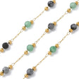 Vandfast Kæde Med Aventurin og Obsidian Natursten, 18K Forgyldt Stål, 1m - Uniq Perler - 114094