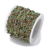 Vandfast Kæde Med Aventurin og Obsidian Natursten, 18K Forgyldt Stål, 1m - Uniq Perler - 114094