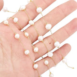 Vandfast Kæde Med Ferskvandsperler, 18K Forgyldt Stål,(1m) - Uniq Perler - 112696