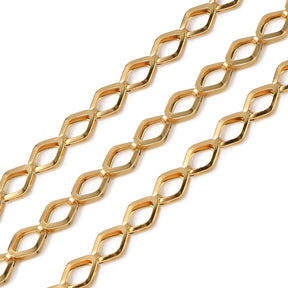 Wasserdichte Kette mit Harlekin-Gliedern – Vergoldet Stahl (11x6x3mm, 1m) - Uniq Perler - 114895