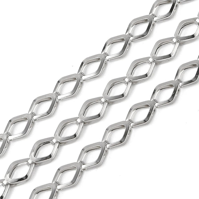 Vandfast Kæde Med Harlekin Links – Stål (11x6x3mm, 1m) - Uniq Perler - 114896