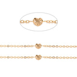 Vandfast Kæde Med Hjerteled – 18K Forgyldt Stål (2x3mm, Hjerte 6x6,5mm) 1m - Uniq Perler - 