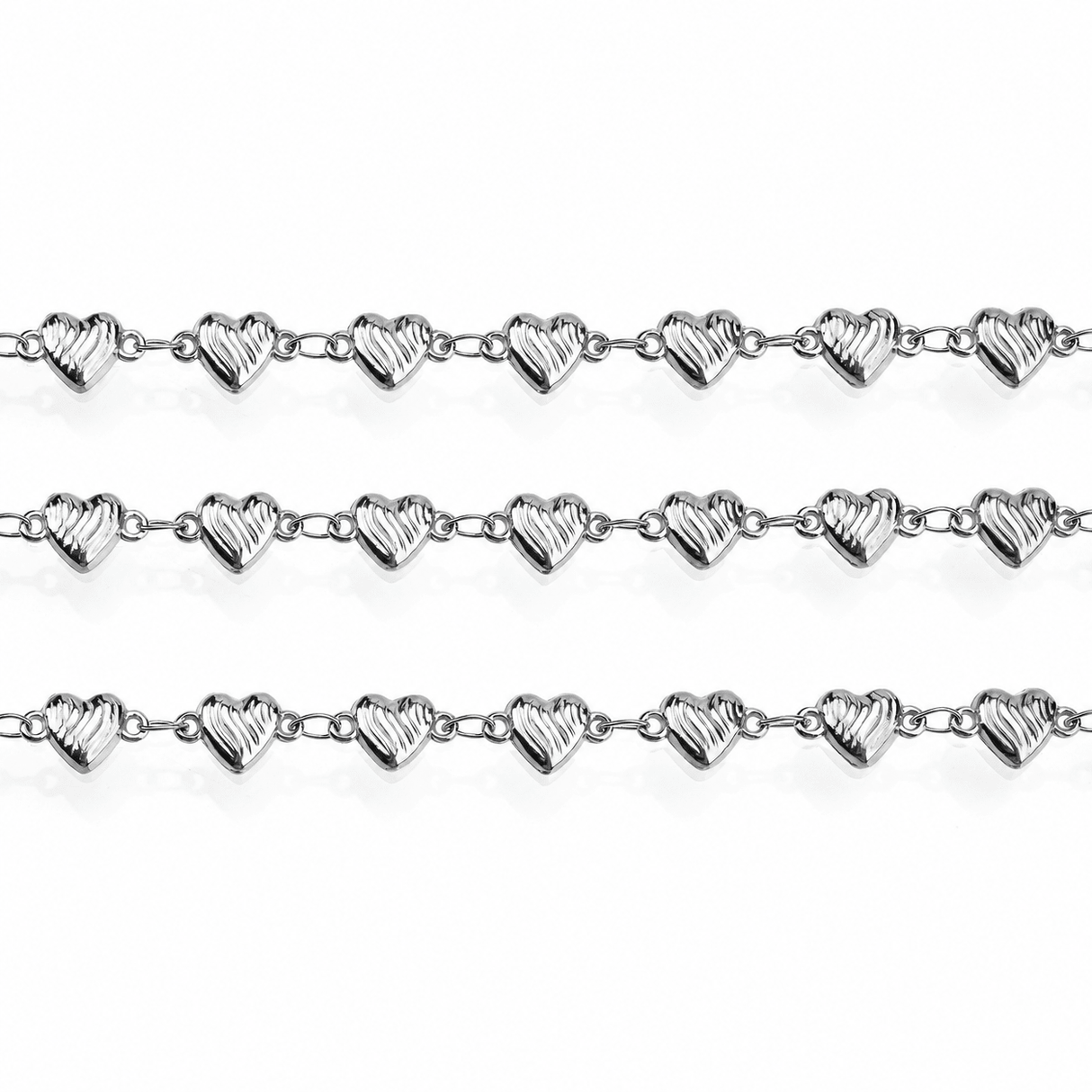 Vandfast Kæde Med Hjerteled – Stål (6mm) 1m - Uniq Perler - 125311