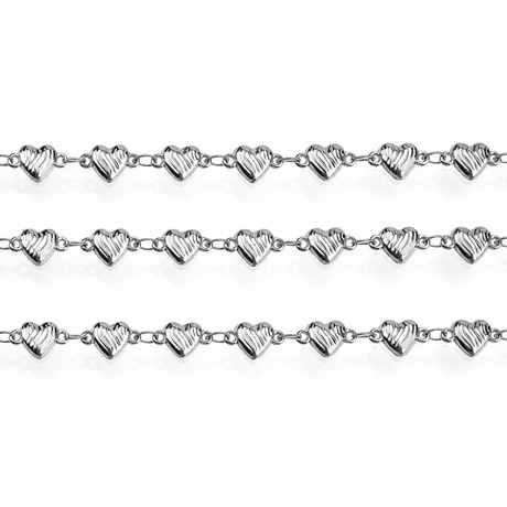 Vandfast Kæde Med Hjerteled – Stål (6mm) 1m - Uniq Perler - 125311