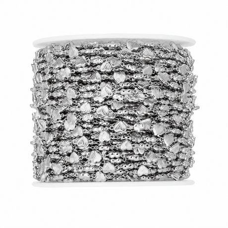 Vandfast Kæde Med Hjerteled – Stål (6mm) 1m - Uniq Perler - 125311