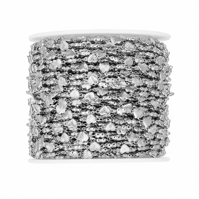 Vandfast Kæde Med Hjerteled – Stål (6mm) 1m - Uniq Perler - 125311