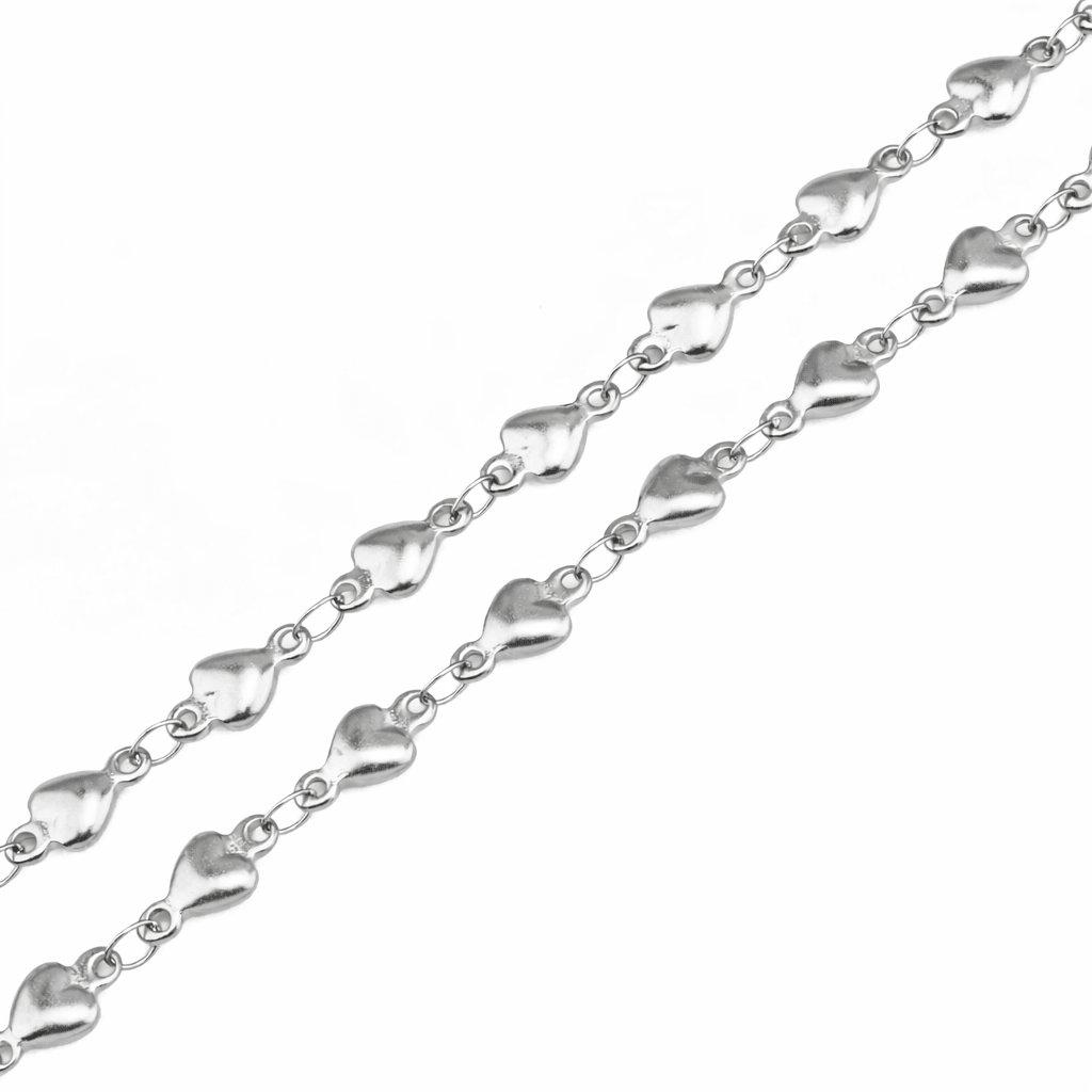 Vandfast Kæde Med Hjerteled – Stål (5,3mm) 1m - Uniq Perler - 117494