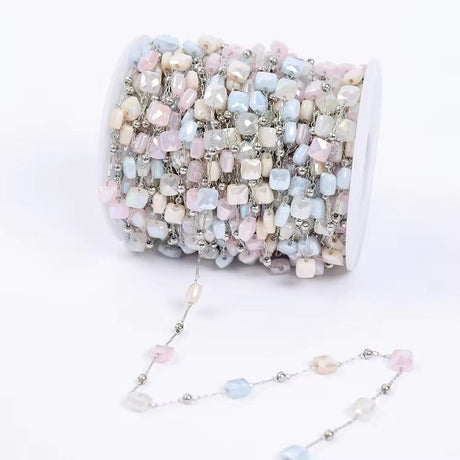 Vandfast Kæde Med Kantet Perler, 1m - Uniq Perler - 112689