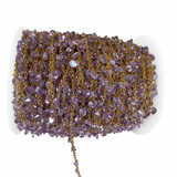 Vandfast Kæde Med Lilla Zirkonia Vedhæng, Forgyldt Stål, 1m - Uniq Perler - 112684