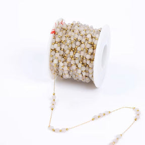 Water-resistant Chain With Moonstone – Gold-plated Steel (1m) - Uniq Perler - 552431