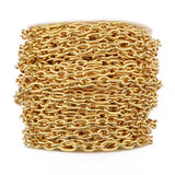 Vandfast Kæde Med Mønster, 18K Forgyldt Stål, (1,2x5,3x10mm, 1meter) - Uniq Perler - 6662219