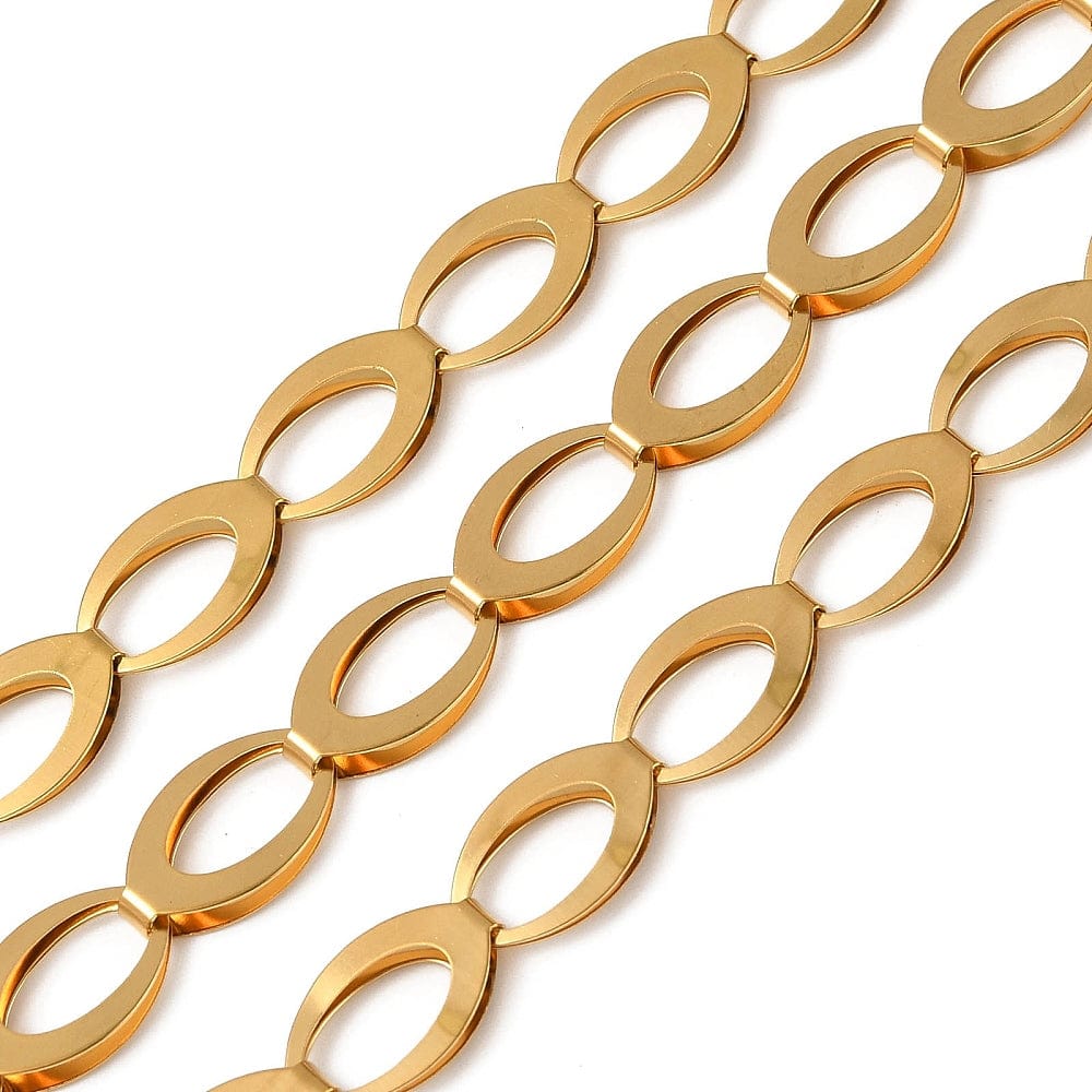 Vandfast Kæde Med Smukke Links, (15x9x3mm), 1m - Uniq Perler - 824848