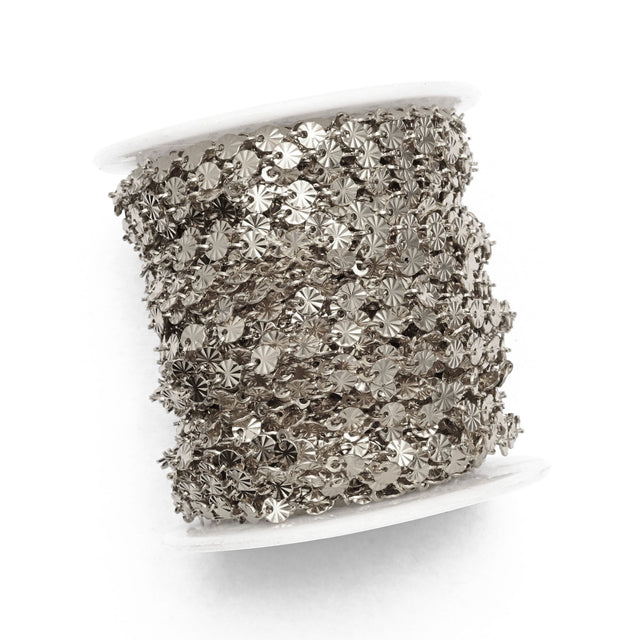 Vandfast Kæde Med Solstråle Mønster – Stål (4x6mm, 1 Meter) - Uniq Perler - 