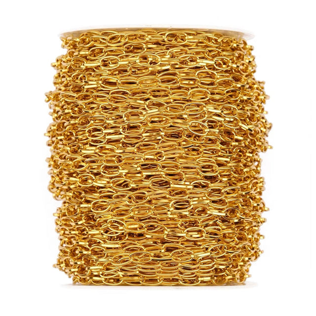 Vandfast Kæde – Oval, Forgyldt Stål (3 mm), Pr. meter - Uniq Perler - 852578