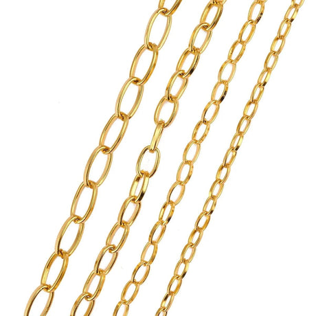 Vandfast Kæde – Oval, Forgyldt Stål (3 mm), Pr. meter - Uniq Perler - 852578