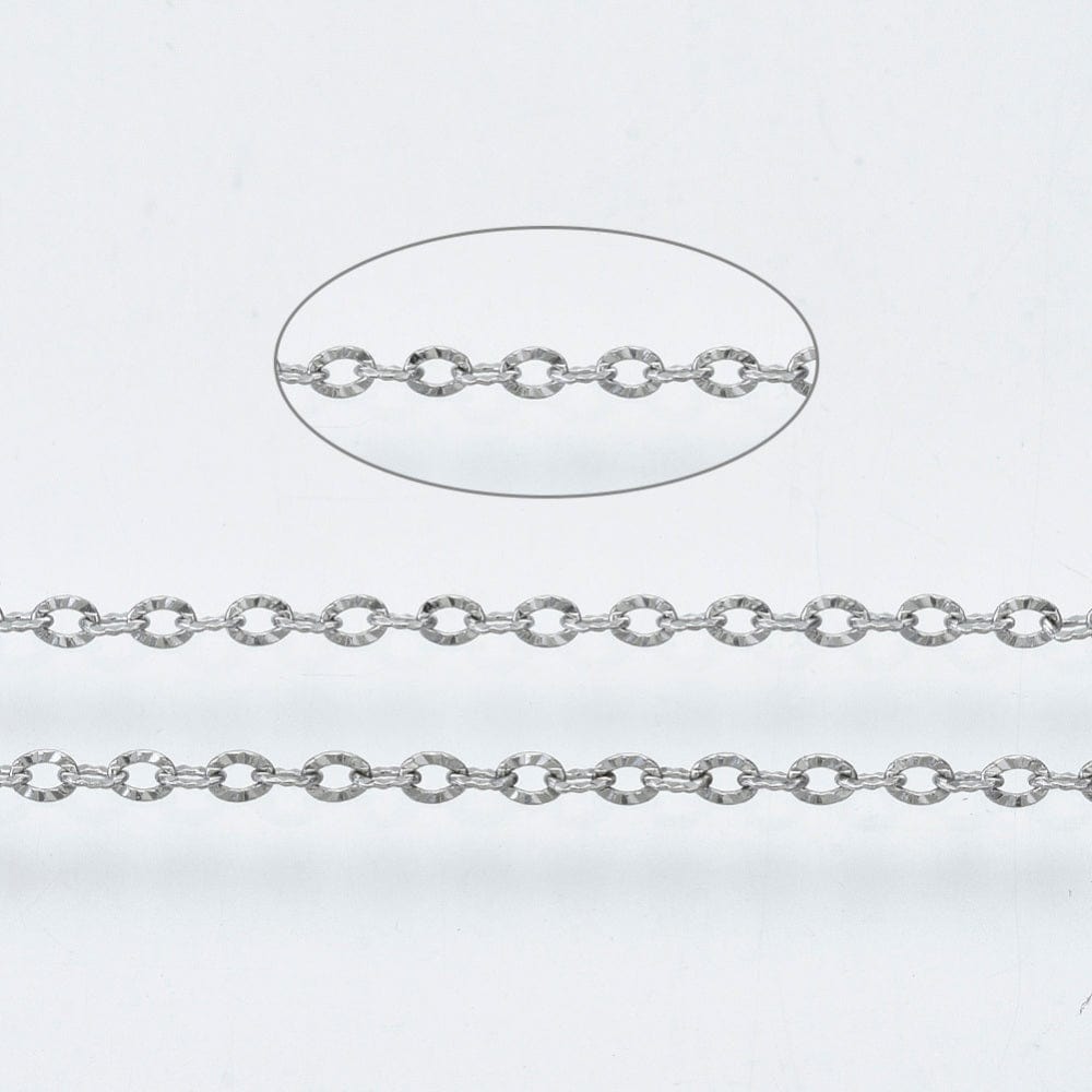 Vandfast Kæde – Stål, Ankerkæde (1.6x1.2x0.2mm) 1m - Uniq Perler - 