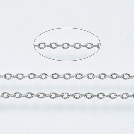 Vandfast Kæde – Stål, Ankerkæde (1.6x1.2x0.2mm) 1m - Uniq Perler - 