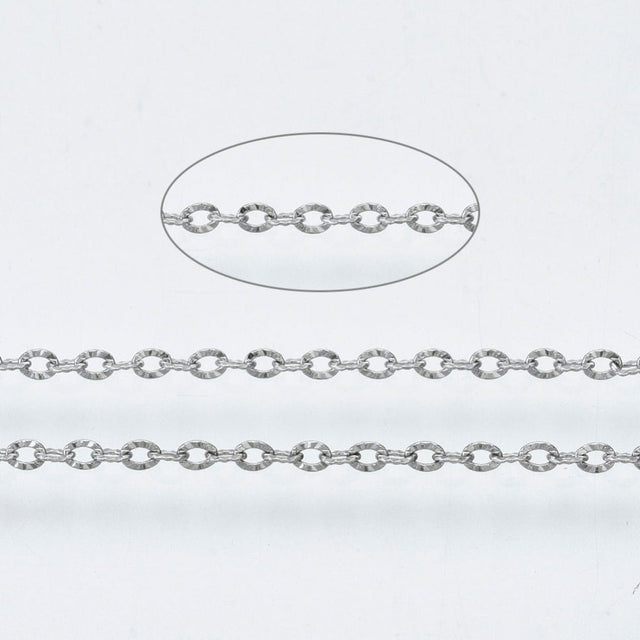 Vandfast Kæde – Stål, Ankerkæde (1.6x1.2x0.2mm) 1m - Uniq Perler - 