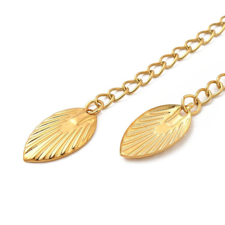 Vandfast Kædeforlænger Med Blad - Forgyldt Stål (69mm, 4 stk) - Uniq Perler - 113491