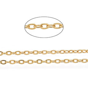Vattentålig Klassisk ankarkedja, Förgylld Stål, (2x1,5x0,4mm) - Uniq Perler - 113427