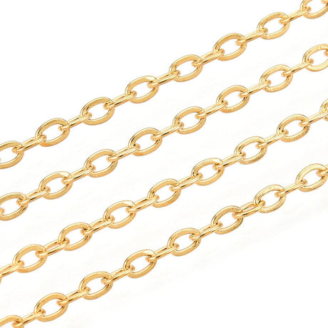 Vandfast Klassisk Ankerkæde, Forgyldt Stål, (2x1,5x0,4mm) - Uniq Perler - 113427