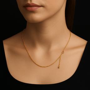 Water-resistant Classic Necklace - 18K Gold-plated Steel (40+5cm) - Uniq Perler - 112675