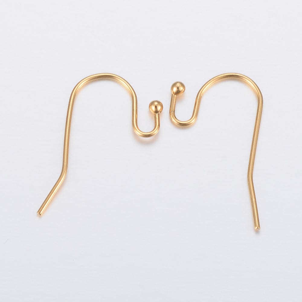Vandfast Klassisk Ørekroge, Forgyldt Stål, 21x12mm, (5 par) - Uniq Perler - 113516