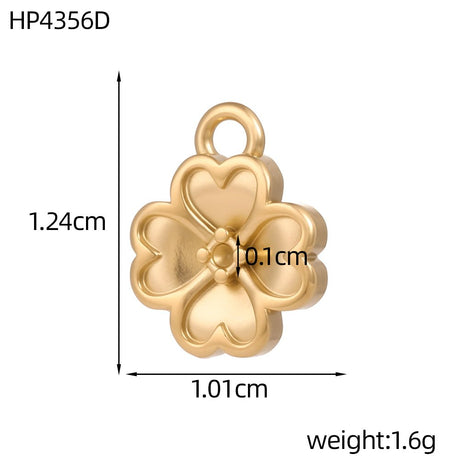 Vandfast Kløver Vedhæng – 14K Forgyldt Stål (12x10mm) 1 stk. - Uniq Perler - 124296
