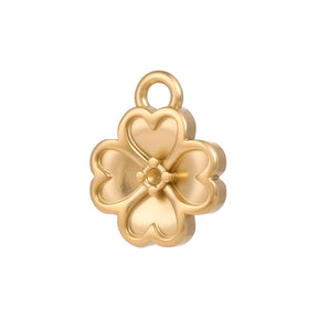 Vandfast Kløver Vedhæng – 14K Forgyldt Stål (12x10mm) 1 stk. - Uniq Perler - 124296