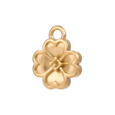 Vandfast Kløver Vedhæng – 14K Forgyldt Stål (12x10mm) 1 stk. - Uniq Perler - 124296