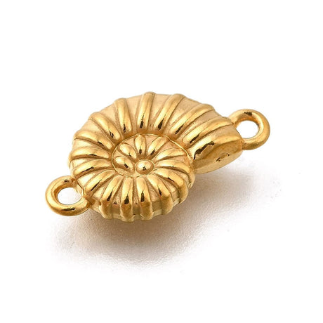 Vandfast Konkylie Mellemled - 14K Forgyldt Stål, (18,5x10,5, 2 stk.) - Uniq Perler - 115132