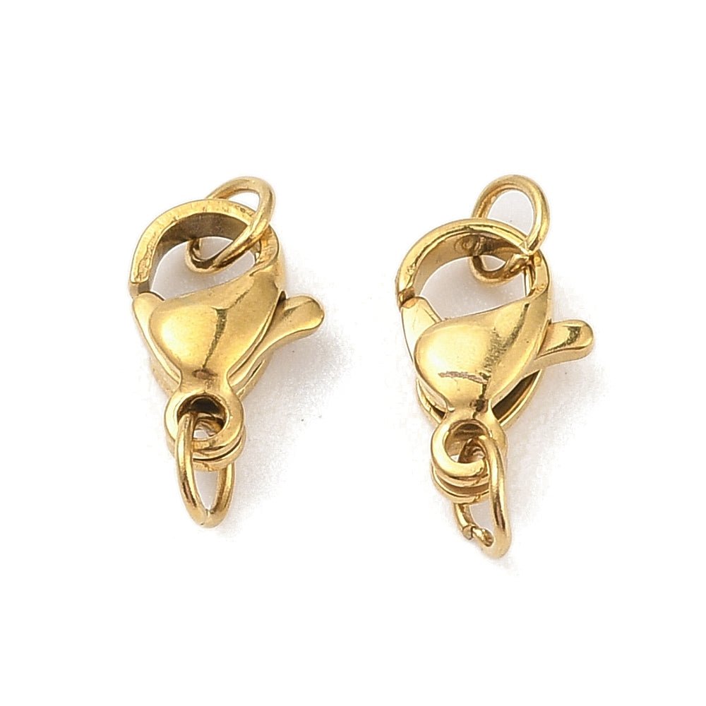 Vandfast Lås Med O - ringe - Forgyldt Stål (10x6,5mm) - Uniq Perler - 