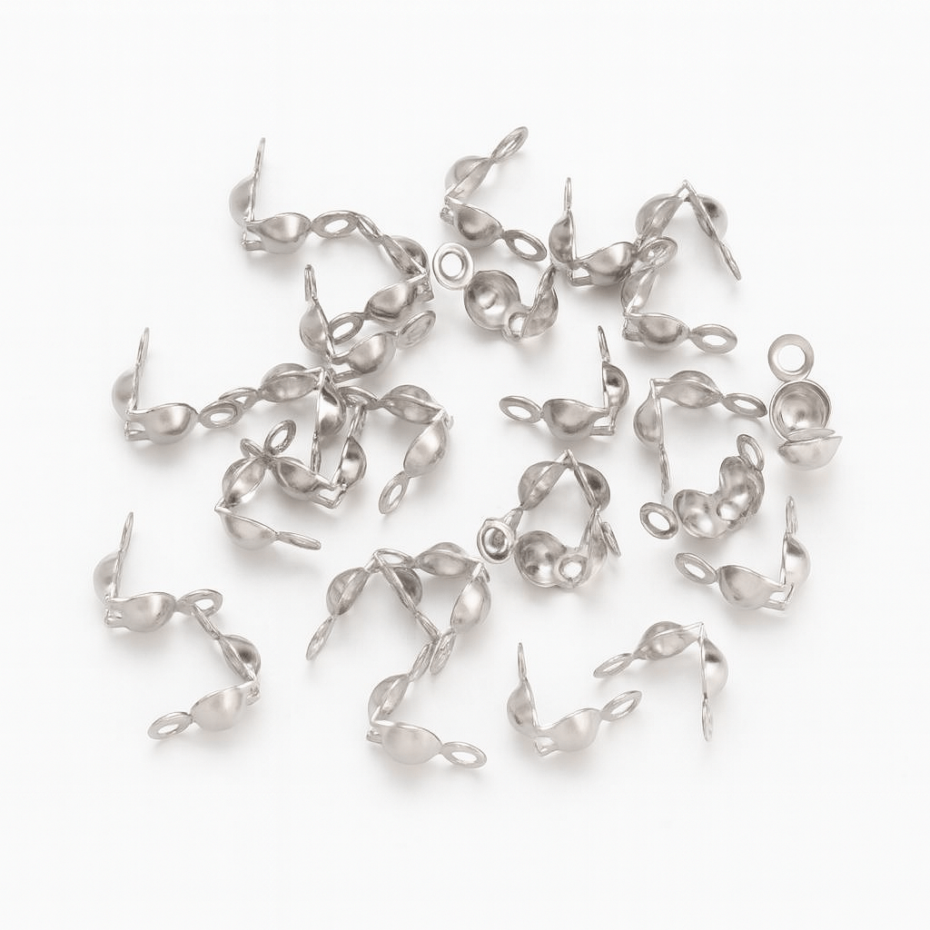 Vandfast Låsehoved Endeafslutning Med Øje – Stål (8x4mm) 20 stk - Uniq Perler - 57853355