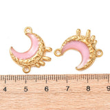 Vandfast Måne Mellemled – 18K Forgyldt Stål Med Pink Emalje (24x21,5x4mm) 2 stk. - Uniq Perler - 121452